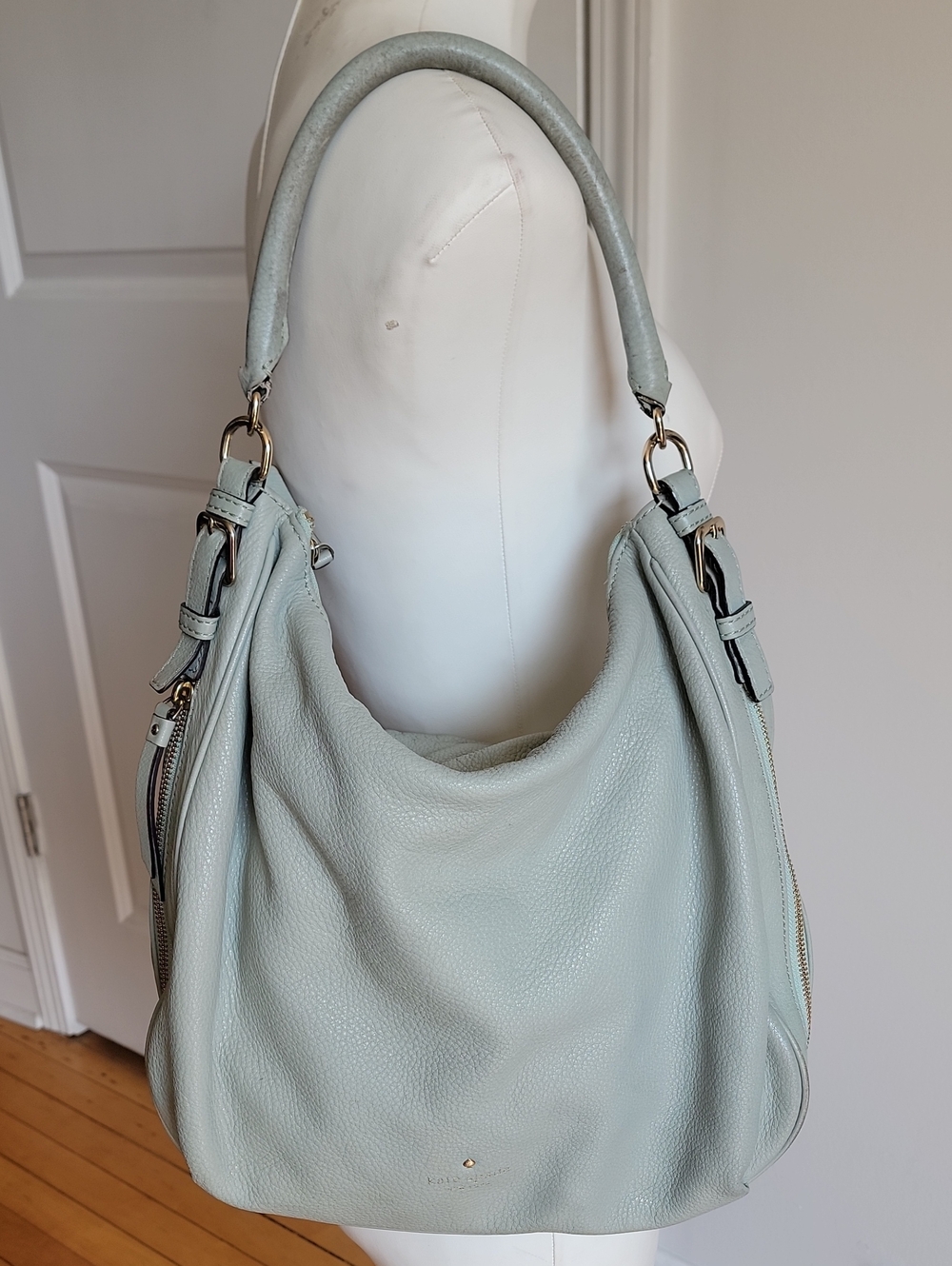 Kate Spade Cobble Hill Ella Hobo Bag Mint Sage Green Leather Shoulder Crossbody